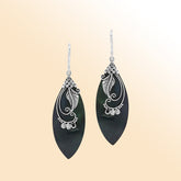 AE-1109-SHB Sterling Silver Earring With Black Shell Jewelry Bali Designs Inc